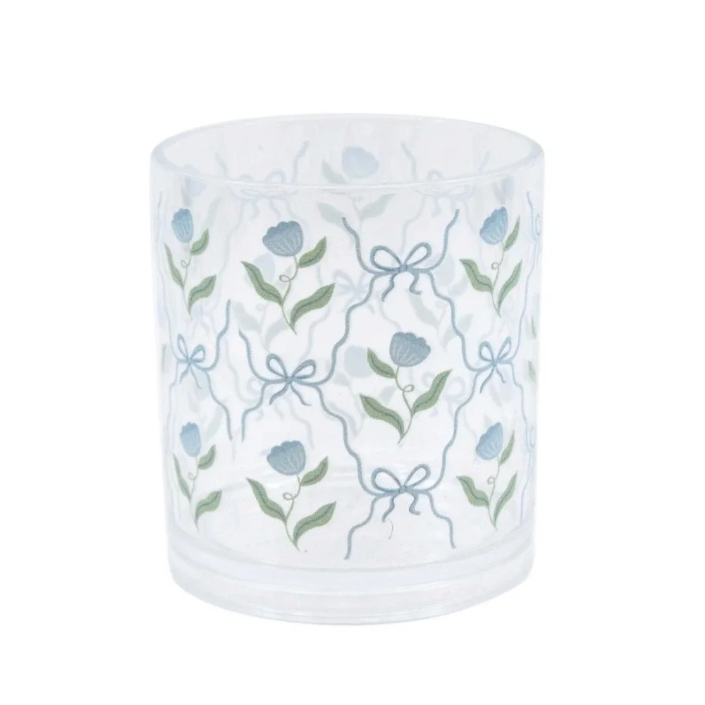 2 - plastic bow print cold cups Blue floral